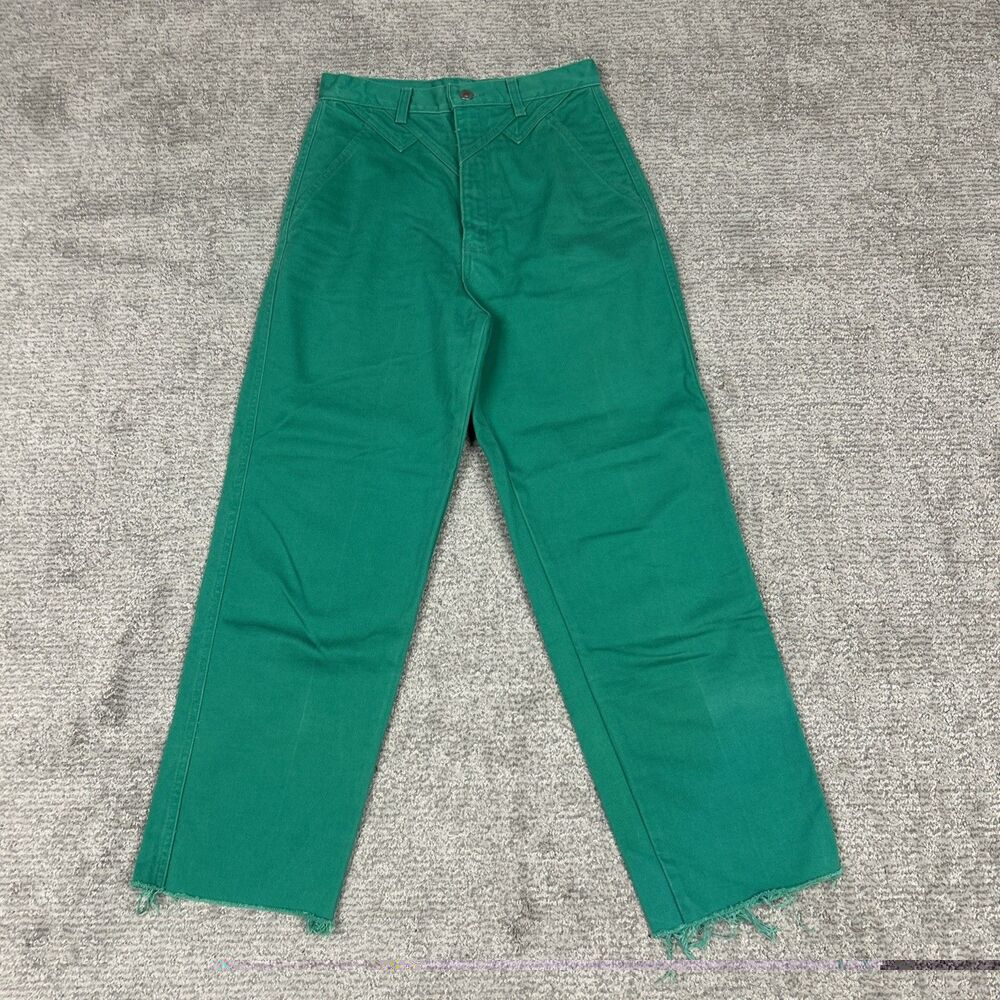 Wrangler Silver Lake Jeans Womens 9 Western Green USA Vintage 80s 27x28 Raw Hem